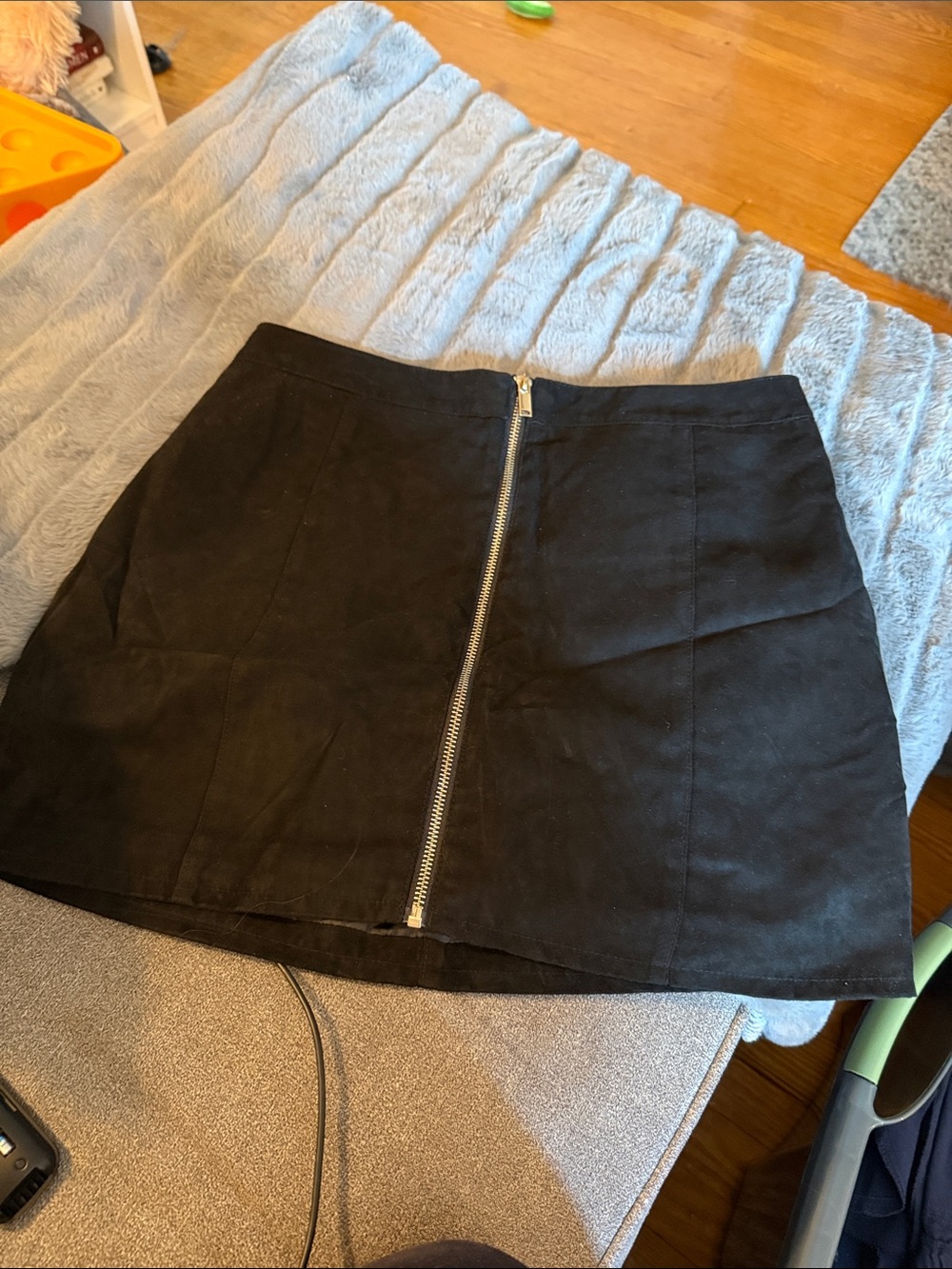 Divided Black Front-Zip Mini Skirt